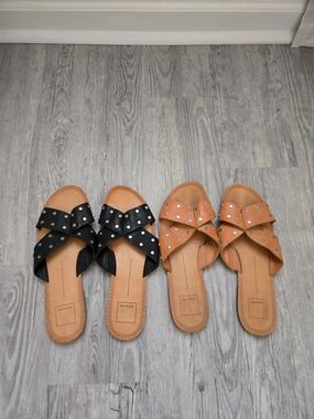 2 Pairs Dolce Vita Studded Crisscross Slide Sandals